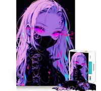 Rompecabezas de Chica Anime neón Rosa de 1000 Piezas para Adultos Refuerza la Memoria Ocio Diversión Calidad Diseño Elegante Regalo (38x26cm)