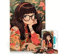 Rompecabezas de Chica Anime Nerd para Adultos, 1000 Piezas, Juego Mental, diversión Relajante, Bordes limpios, Pieza de colección de Arte (38x52cm)