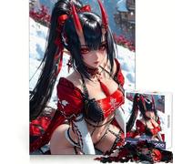 Rompecabezas de Chica Anime Pelirroja para Adolescentes, 1000 Piezas, Mejora la Memoria, Alivio de tensión, Bordes Ajustados, Pieza de Arte Fino (50x75cm)
