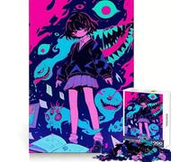 Rompecabezas de Chica Anime rodeada de Monstruos para Adolescentes, 1000 Piezas, lógica, Ocio, Bordes definidos, Regalo Festivo (38x26cm)