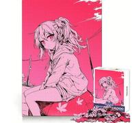 Rompecabezas de Chica Anime sobre una Pelota para Adolescentes, 1000 Piezas, estimulación cognitiva, relajación acogedora, Cierre Seguro, Regalo significativo (38x52cm)