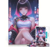 Rompecabezas de Chica Cyberpunk bajo la Lluvia, 1000 Piezas para Adolescentes Fortalece la Memoria, Calma, relajación, Bordes Suaves Regalo increíble (50x75cm)