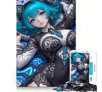 Rompecabezas de Chica de fantasía Anime con Cabello Azul para Adultos,1000 Piezas,Juego de Memoria Cerebral,Cortado con láser para un Ajuste Perfecto, aliviar el estrés (50x75cm)