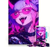 Rompecabezas de Chica Diablo de Anime con Detalles Rosas,1000 Piezas,Juego de concentración Mental,Corte de precisión,Bordes Suaves,Juego de construcción de Conexiones significativas (50x75cm)