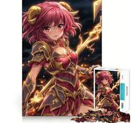 Rompecabezas de Chica guerrera Anime con Cuernos para Adultos,1000 Piezas,Juego de Memoria Cerebral,Corte Fino,Acabado Premium,Forma entretenida de Pasar el Tiempo Libre (50x75cm)