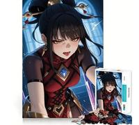 Rompecabezas de Chica guerrera de Anime con Espada,Juego de Memoria de 1000 Piezas,Manualidades de Corte de Alta precisión,desafío Cerebral Interactivo para el hogar (50x75cm)