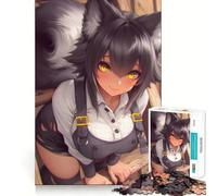 Rompecabezas de Chica Lobo en Escalera Estilo Anime para Adolescentes,1000 Piezas,Juego de Habilidades mentales,Cortado con láser para un Tiempo de Entrenamiento Mental Tranquilo casa