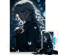 Rompecabezas de Chica Mariposa de Anime,Juego de Memoria de 1000 Piezas,Manualidades de Corte de Alta precisión,desafío Cerebral Interactivo para el hogar (38x26cm)