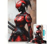 Rompecabezas de Chica samurái Cyberpunk roja para Adolescentes, 1000 Piezas, lógica Clara, Juguete, Juego Lento, Disfruta, Corte, Sorpresa de cumpleaños (38x26cm)