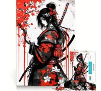 Rompecabezas de Chica Samurai de 1000 Piezas para Adolescentes, Juguete de lógica Pura, Suave y Relajante, Corte Limpio, Pieza de Arte Fino (38x26cm)