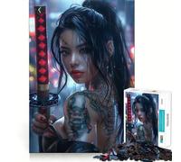 Rompecabezas de Chica samurái Tatuada para Adolescentes, 1000 Piezas, Pure Logic Toy, Quiet Calm Clean Cut, decoración de Pared 38x26cm