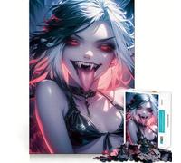 Rompecabezas de Chica Vampiro de 1000 Piezas Diversión para ejercitar la Memoria Bordes Lisos Encajamiento Forma Divertida de llenar Las Horas Libres (38x26cm)