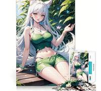 Rompecabezas de Chica Zorro Anime Blanca 1000 Piezas Divertido de Calidad Profesional Ideal para ejercitar la Mente (38x26cm)
