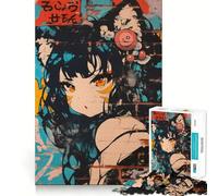 Rompecabezas de Chicas Anime con grafitis para Adultos,1000 Piezas,Juego para estimular la Mente,tamaño Uniforme,Piezas precisas,Ideal para Viajar, ejercitar la Mente (38x52cm)