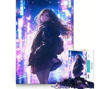 Rompecabezas de Chicas Anime Waifu Caminando 1000 Piezas Juego de concentración Mental Corte de precisión Bordes Suaves Juego de construcción de Conexiones significativas (50x75cm)