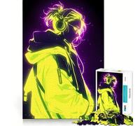 Rompecabezas de Chico Anime neón para Adultos, 1000 Piezas, Juguete para concentrarse, Relajarse, Bordes Ajustados, selección de Deseos de Papá Noel (50x75cm)