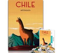Rompecabezas de Chile de 1000 Piezas para Adultos y Adolescentes, Juguetes educativos para familias con póster a Juego y Hoja de Trivia de 38x26cm