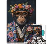 Rompecabezas de chimpancé con Traje para Adolescentes, 1000 Piezas, desafío de Inteligencia Cerebral, Juguetes adictivos para decoración del hogar (50x75cm)