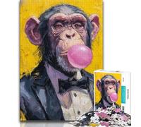 Rompecabezas de chimpancés de 1000 Piezas para Adolescentes, Ideal para Adultos, para aliviar el estrés y Pasar el rato Entre Padres e Hijos (tamaño 38x26cm)
