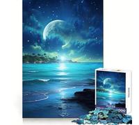Rompecabezas de Cielo Nocturno con océano Azul para Adolescentes, 1000 Piezas, estimulación Cerebral, Escape Relajante, Corte Premium, Regalo navideño (50x75cm)