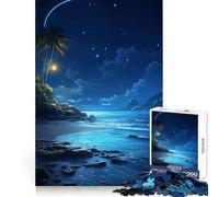 Rompecabezas de Cielo Nocturno con océano Azul para Adultos, 1000 Piezas, Entrenamiento Mental, Ocio Lento, Corte Uniforme, (38x52cm)
