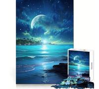 Rompecabezas de Cielo Nocturno con océano Azul para Adultos, 1000 Piezas, para Practicar el razonamiento, Actividad de Ocio, Bordes de Primera Calidad, Regalo navideño (38x52cm)