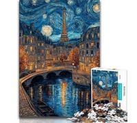 Rompecabezas de Cielo Nocturno para Adolescentes Francia 1000 Piezas Juego desafiante para Jugar en Familia Regalo de cumpleaños Arte de Pared 38x26cm