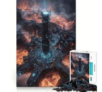 Rompecabezas de Ciencia ficción Torre sobre Lava de 1000 Piezas para Adolescentes Juguete de lógica Mental Juego de Escape Relajante Arte de Bordes Finos Coleccionable (50x75cm)