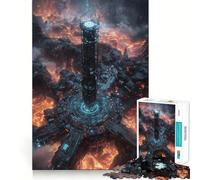 Rompecabezas de Ciencia ficción Torre sobre Lava de 1000 Piezas para Adultos Juguete Inteligente para armar Diversión con Corte preciso Exhibición artística (38x26cm)