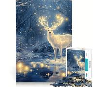 Rompecabezas de Ciervo Blanco en Bosque nevado para Adolescentes 1000 Piezas Juego para estimular la Mente Montaje Firme y Seguro Actividad para Fortalecer los Lazos Familiares (50x75cm)
