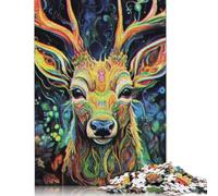 Rompecabezas de Ciervo con Retrato Pintado, Juguete de descompresión, 100% cartón Reciclado, Ideal para Adultos y Adolescentes, Regalo para el Día del Padre, 1000 Piezas (75 x 50 cm)