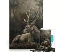 Rompecabezas de Ciervo en Bosque místico de 1000 Piezas para Adolescentes Juguete Mental para aliviar la ansiedad Corte Premium Regalo Elegante 38x52cm