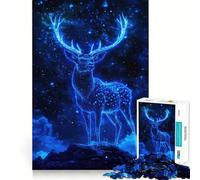 Rompecabezas de Ciervo neón en la Noche Estrellada para Adultos, 1000 Piezas, Juguete de razonamiento, Habilidad, Alivio de la ansiedad, Corte preciso, Regalo Elegante (38x52cm)