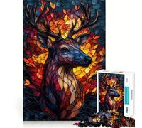 Rompecabezas de Ciervos con vidrieras para Adolescentes, 1000 Piezas, para Mejorar la Memoria, para Disfrutar de un Juego de Mesa, con Bordes limpios, 50x75cm