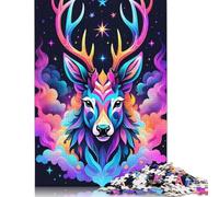 Rompecabezas de Ciervos de Colores neón, Juego Familiar desafiante, 100% cartón Reciclado, Ideal para Adultos y niños, Regalo de cumpleaños, 1000 Piezas (75 x 50 cm)