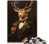 Rompecabezas de Ciervos del Hotel Red Drinking para Adultos Ayuda a ejercitar el Cerebro Juguetes adictivos para Cultivar la Paciencia y la interacción Entre Padres e Hijos (38x26cm)
