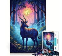 Rompecabezas de Ciervos en el Bosque con vidrieras para Adolescentes, 1000 Piezas, Pure Logic Toy, Quiet Calm Clean Cut, decoración de Pared 38x52cm