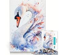 Rompecabezas de Cisne Acuarela con Salpicaduras 1000 Piezas para Adultos Juego Divertido y fácil de armar Ideal para divertirse en Familia (38x52cm)