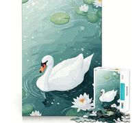 Rompecabezas de Cisne en Estanque con nenúfares para Adolescentes, 1000 Piezas, Juguete para ejercitar la Mente, fácil y Divertido de armar, Regalo Ideal 38x52cm
