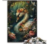 Rompecabezas de Cisne Floral de 1000 Piezas para Adultos, Ideal para la interacción Entre Padres e Hijos y para Reducir el estrés (50x75cm)