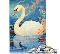 Rompecabezas de Cisne Vintage Pintado, Juegos educativos, Actividades Familiares, Rompecabezas de cartón Premium para Mujeres y Hombres, 1000 Piezas (75 x 50 cm)