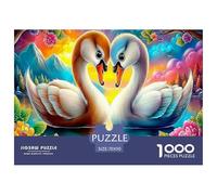 Rompecabezas de cisnes (1000 Piezas) para Adultos - Cisnes (Forma de corazón) - Juego difícil, difícil y desafiante para decoración de Paredes y Regalos (70 x 50 cm, 1000 Piezas)