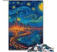 Rompecabezas de Ciudad Bajo el Cielo Nocturno para Adultos, 1000 Piezas, Apto para Mayores de 14 años, decoración de Pared, Regalo de cumpleaños y Navidad (26x38cm)