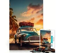 Rompecabezas de Coche Antiguo en la Playa,1000 Piezas para Adolescentes Tren de Memoria Divertido Conexión Limpia y sin interrupciones Actividad Relajante para Grupos en Interiores (38x26cm)