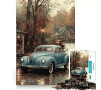 Rompecabezas de Coche Antiguo en un Pueblo otoñal,1000 Piezas,Juego Interactivo para estimular el Pensamiento,Cierre Seguro sin Piezas Sueltas,desafío Mental para el hogar (38x26cm)
