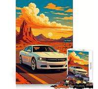 Rompecabezas de Coche Blanco Camino a Las Vegas para Adolescentes, 1000 Piezas, estimulación Mental, distracción Suave, Encaje Firme, Regalo navideño (50x75cm)