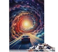 Rompecabezas de Coche conduciendo por la Galaxia, imágenes Personalizables, cartón 100% Reciclado, para Adultos y Adolescentes, 1000 Piezas (75 x 50 cm)