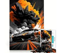 Rompecabezas de Coche de Carreras con Fondo de explosión para Adolescentes, 1000 Piezas, Juguete para desarrollar la lógica y la Habilidad, Juego Relajante, Corte preciso, (38x26cm)