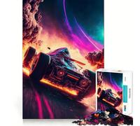 Rompecabezas de Coche de Carreras en Llamas espaciales para Adultos, 1000 Piezas, para estimular la Memoria, Juego en Grupo, patrón de Montaje, Sorpresa navideña (38x52cm)