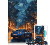 Rompecabezas de Coche Deportivo con Cielo Estrellado de 1000 Piezas para Adolescentes Recuerda, Mejora, relaja tu Mente, Pieza de Arte de Corte nítido 50x75cm